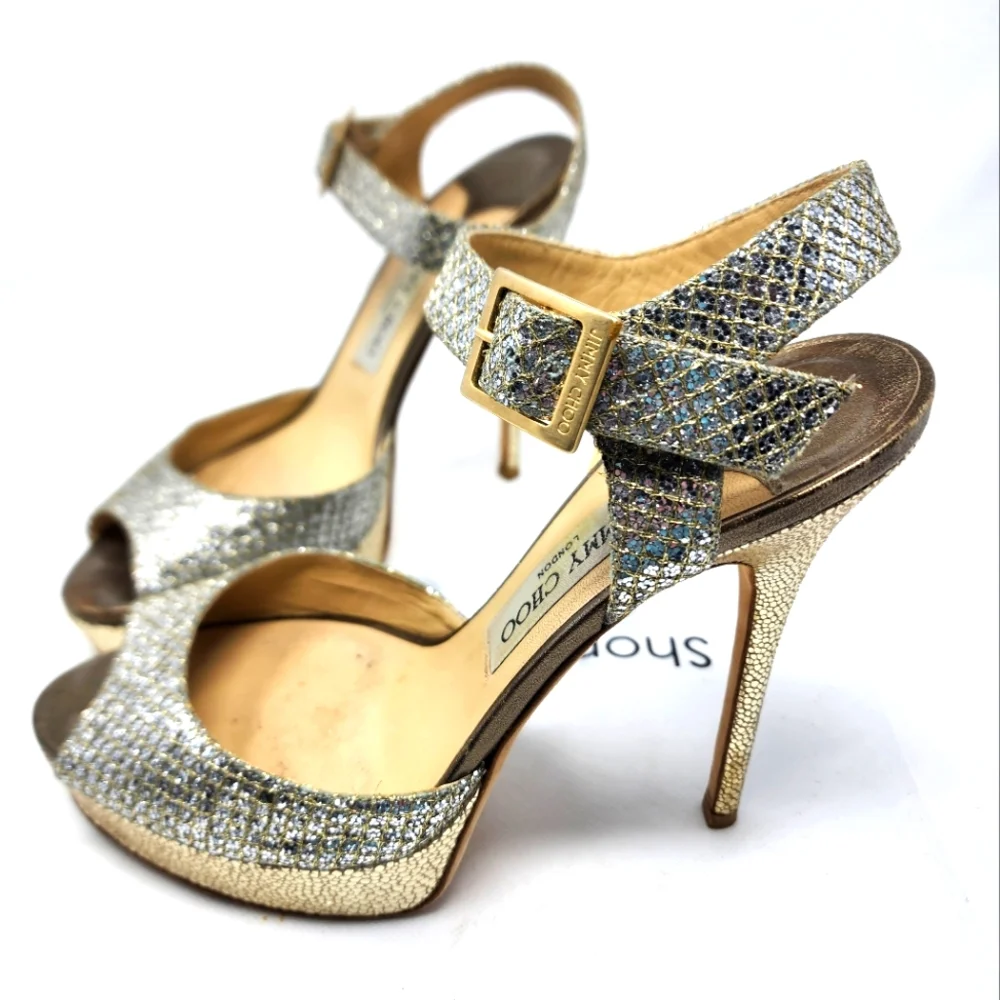 Jimmy Choo Silver Leather Pumps 39